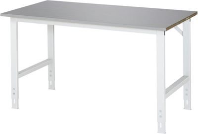 Arbetsbord Rickard, stativ 60 x 30 mm, skiva med rostfritt stål, BxD 1500 x 800 mm