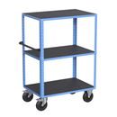 Hyllvagn CustomLine, 3 hyllplan, ljusblå RAL 5012, massivgummi