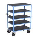 Hyllvagn CustomLine, 5 hyllplan, ljusblå RAL 5012, massivgummi