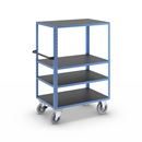 Hyllvagn CustomLine, 4 hyllor, med centralbroms, ljusblå RAL 5012