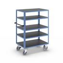 Hyllvagn CustomLine, 5 hyllor, med centralbroms, ljusblå RAL 5012