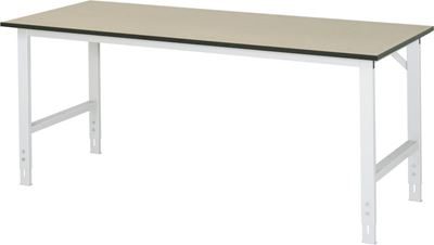 Arbetsbord Rickard, stativ 60 x 30 mm, MDF-skiva, BxD 2000 x 800 mm, ljusgrå