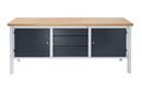 Arbetsbänk Jostein, bredd 2000 mm, 3 lådor: 1 x 125 / 2 x 175 mm, 2 dörrar 475 mm, ljusgrå/antracitgrå