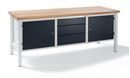 Arbetsbänk Jostein, bredd 2000 mm, 3 lådor: 1 x 125 / 2 x 175 mm, 2 dörrar 475 mm, ljusgrå/antracitgrå