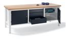Arbetsbänk Jostein, bredd 2000 mm, 3 lådor: 1 x 125 / 2 x 175 mm, 2 dörrar 475 mm, ljusgrå/antracitgrå