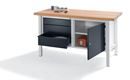 Arbetsbänk Jostein, bredd 1500 mm, 3 lådor 1 x 125 / 2 x 175 mm, 1 dörr 475 mm, ljusgrå/antracitgrå
