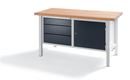 Arbetsbänk Jostein, bredd 1500 mm, 3 lådor 1 x 125 / 2 x 175 mm, 1 dörr 475 mm, ljusgrå/antracitgrå