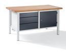 Arbetsbänk Jostein, bredd 1500 mm, 3 lådor 1 x 125 / 2 x 175 mm, 1 dörr 475 mm, ljusgrå/antracitgrå