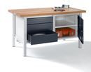 Arbetsbänk Jostein, bredd 1500 mm, 3 lådor 1 x 125 / 2 x 175 mm, 1 dörr 475 mm, ljusgrå/antracitgrå