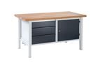 Arbetsbänk Jostein, bredd 1500 mm, 3 lådor 1 x 125 / 2 x 175 mm, 1 dörr 475 mm, ljusgrå/antracitgrå