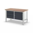 Arbetsbänk Jostein, bredd 1500 mm, 3 lådor 1 x 125 / 2 x 175 mm, 1 dörr 475 mm, ljusgrå/antracitgrå