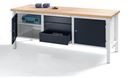 Arbetsbänk Jostein, bredd 2000 mm, 3 lådor: 1 x 125 / 2 x 175 mm, 2 dörrar 475 mm, ljusgrå/antracitgrå