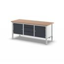 Arbetsbänk Jostein, bredd 2000 mm, 3 lådor: 1 x 125 / 2 x 175 mm, 2 dörrar 475 mm, ljusgrå/antracitgrå