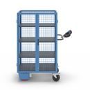 Eldriven hyllvagn Edessa, pardörr, 3 hyllplan, ljusblå