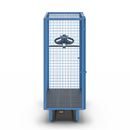 Eldriven hyllvagn Edessa, uttagbar gallervägg, utan hyllplan, ljusblå