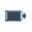 Eldriven hyllvagn Edessa, uttagbar gallervägg, utan hyllplan, ljusblå