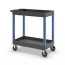 Bordsvagn Jussi, LxBxH 895 x 460 x 895 mm, 2 hyllplan, 2 tråg, svart/blå