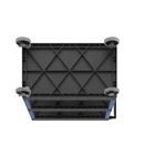 Bordsvagn Jussi, LxBxH 895 x 460 x 950 mm, 3 hyllplan, 3 tråg, svart/blå