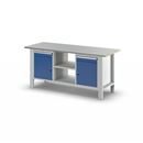 Arbetsbänk Henning, skivans tjocklek 1850 mm, 2 lådor, 2 dörrar, stålplåtsskiva
