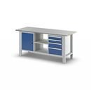 Arbetsbänk Henning, skivans tjocklek 1850 mm, 4 lådor, 1 dörr, stålplåtsskiva