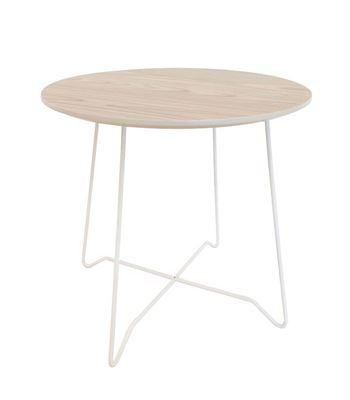 Soffbord Linnea, stabilt metallunderrede, diameter 500 mm, ask/vit