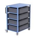 Backställ med backar CustomLine, för backar LxB 600 x 800 mm, blå, med 4 backar, 210 mm höga