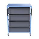 Backställ med backar CustomLine, för backar LxB 600 x 800 mm, blå, med 4 backar, 210 mm höga