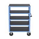 Hyllvagn CustomLine, 5 hyllplan, ljusblå RAL 5012, massivgummi