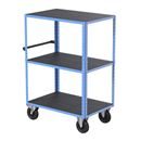 Hyllvagn CustomLine, 3 hyllplan, ljusblå RAL 5012, massivgummi