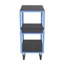 Hyllvagn CustomLine, 3 hyllplan, ljusblå RAL 5012, massivgummi