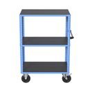 Hyllvagn CustomLine, 3 hyllplan, ljusblå RAL 5012, massivgummi