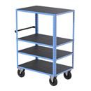 Hyllvagn CustomLine, 4 hyllplan, ljusblå RAL 5012, massivgummi