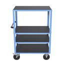 Hyllvagn CustomLine, 4 hyllplan, ljusblå RAL 5012, massivgummi