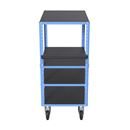 Hyllvagn CustomLine, 4 hyllplan, ljusblå RAL 5012, massivgummi