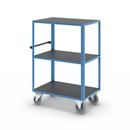 Hyllvagn CustomLine, 3 hyllor, med centralbroms, ljusblå RAL 5012