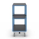 Hyllvagn CustomLine, 3 hyllor, med centralbroms, ljusblå RAL 5012