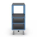 Hyllvagn CustomLine, 4 hyllor, med centralbroms, ljusblå RAL 5012