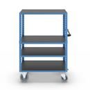 Hyllvagn CustomLine, 4 hyllor, med centralbroms, ljusblå RAL 5012