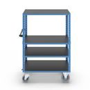 Hyllvagn CustomLine, 4 hyllor, med centralbroms, ljusblå RAL 5012