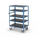 Hyllvagn CustomLine, 5 hyllor, med centralbroms, ljusblå RAL 5012