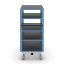 Hyllvagn CustomLine, 5 hyllor, med centralbroms, ljusblå RAL 5012