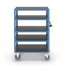 Hyllvagn CustomLine, 5 hyllor, med centralbroms, ljusblå RAL 5012