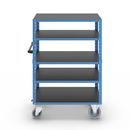 Hyllvagn CustomLine, 5 hyllor, med centralbroms, ljusblå RAL 5012