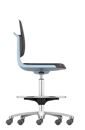 Arbetsstol Bimos Labsit, högstol med sittbromshjul och fotring, sits av PU-skum, blå