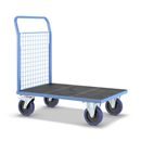 Plattformsvagn Malak, elastiska gummihjul, 1 högt galler, LxB 1000 x 700 mm