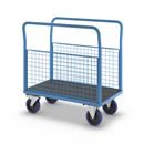 Plattformsvagn Malak, elastiska gummihjul, 2 höga galler på långsidan, LxB 1050 x 620 mm