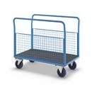 Plattformsvagn Malak, elastiska gummihjul, 2 höga galler på långsidan, LxB 1250 x 720 mm