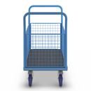 Plattformsvagn Malak, elastiska gummihjul, 4 högt galler, LxB 1000 x 650 mm
