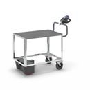 Eldriven Rullvagn Edessa, 1 hyllplan av plast, LxBxH 1470 x 700 x 1300 mm, galvaniserad