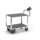 Eldriven Rullvagn Edessa, 2 hyllplan av plast, LxBxH 1470 x 700 x 1300 mm, galvaniserad